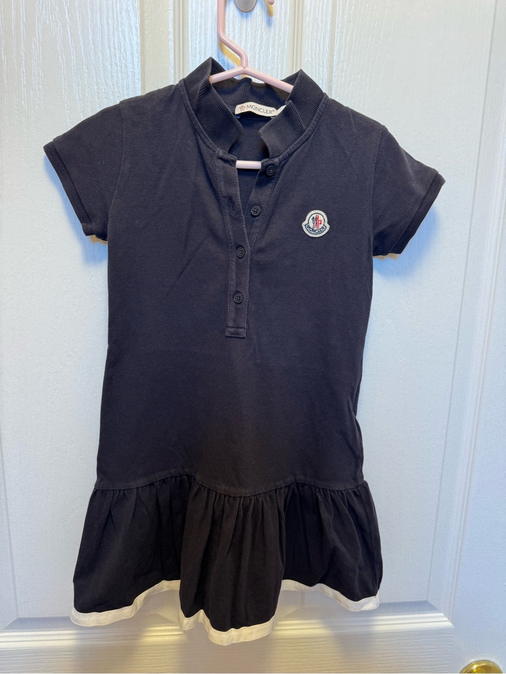 Moncler Black Polo Dress with White Trim